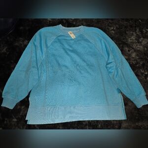 Aerie Beach Party Knit Crewneck Sweatshirt - M - Blue - NWT